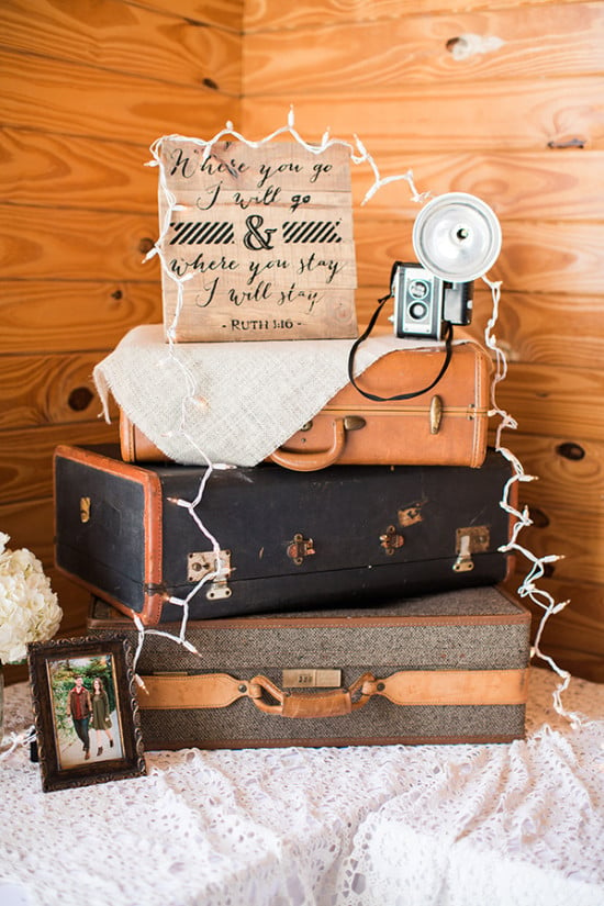 antique suitcase wedding decor