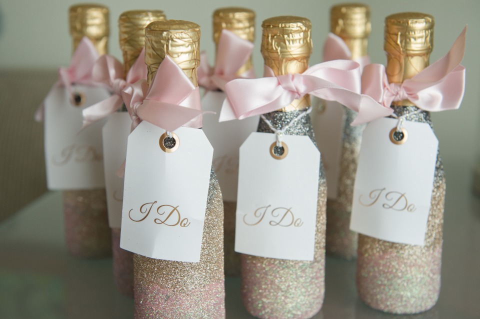 cute mini champagne wedding favors