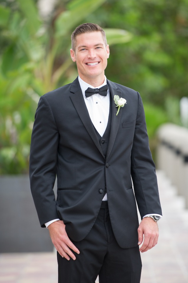 groom in a classic tuxedo