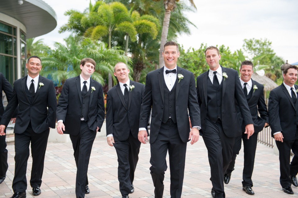 groomsmen in classic black and white