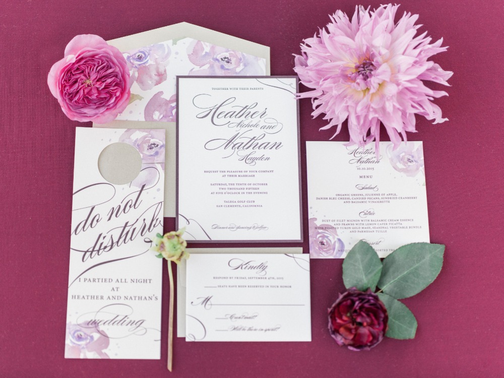 Berry wedding invitation suite