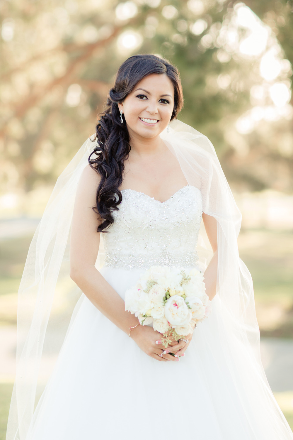 beautiful wedding look with beaded bodice gown
