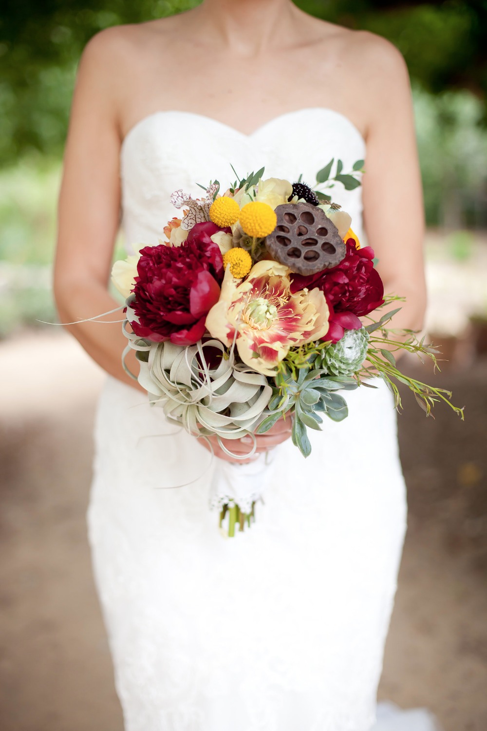 deep red and yellow wedding bouquet