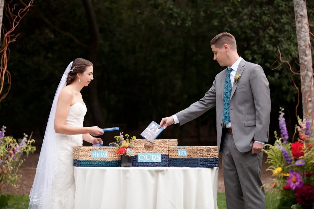 uniting his and her DVDs as a unique wedding ceremony idea