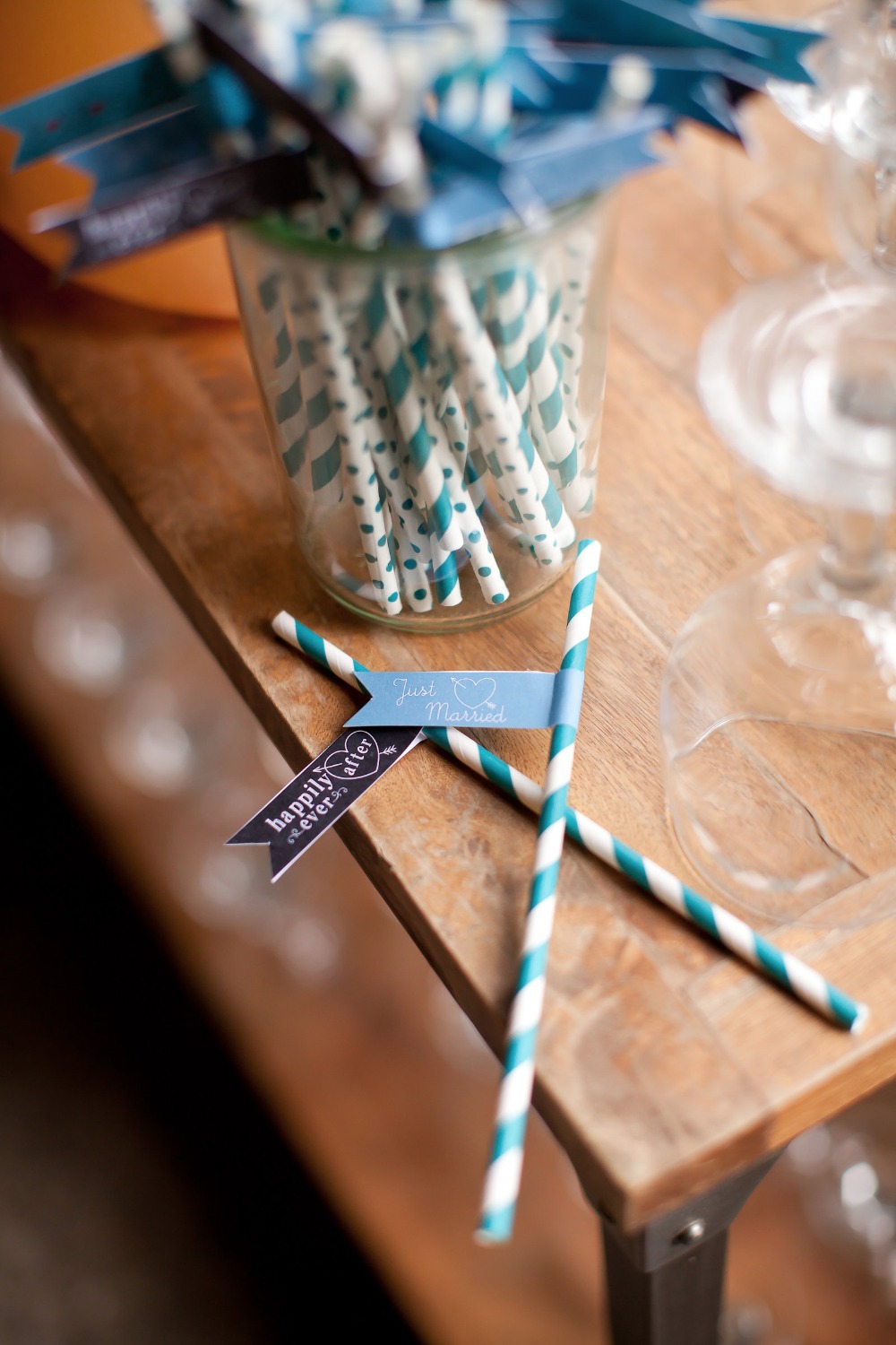 happily ever after wedding straw flags