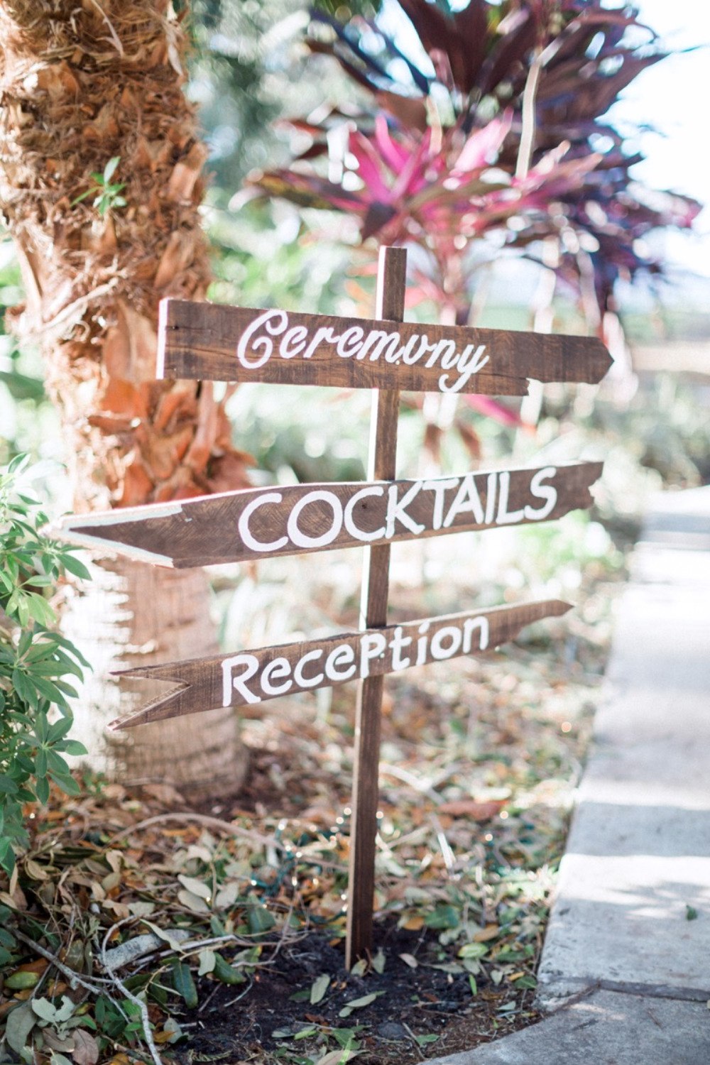 cute wood wedding directions sign