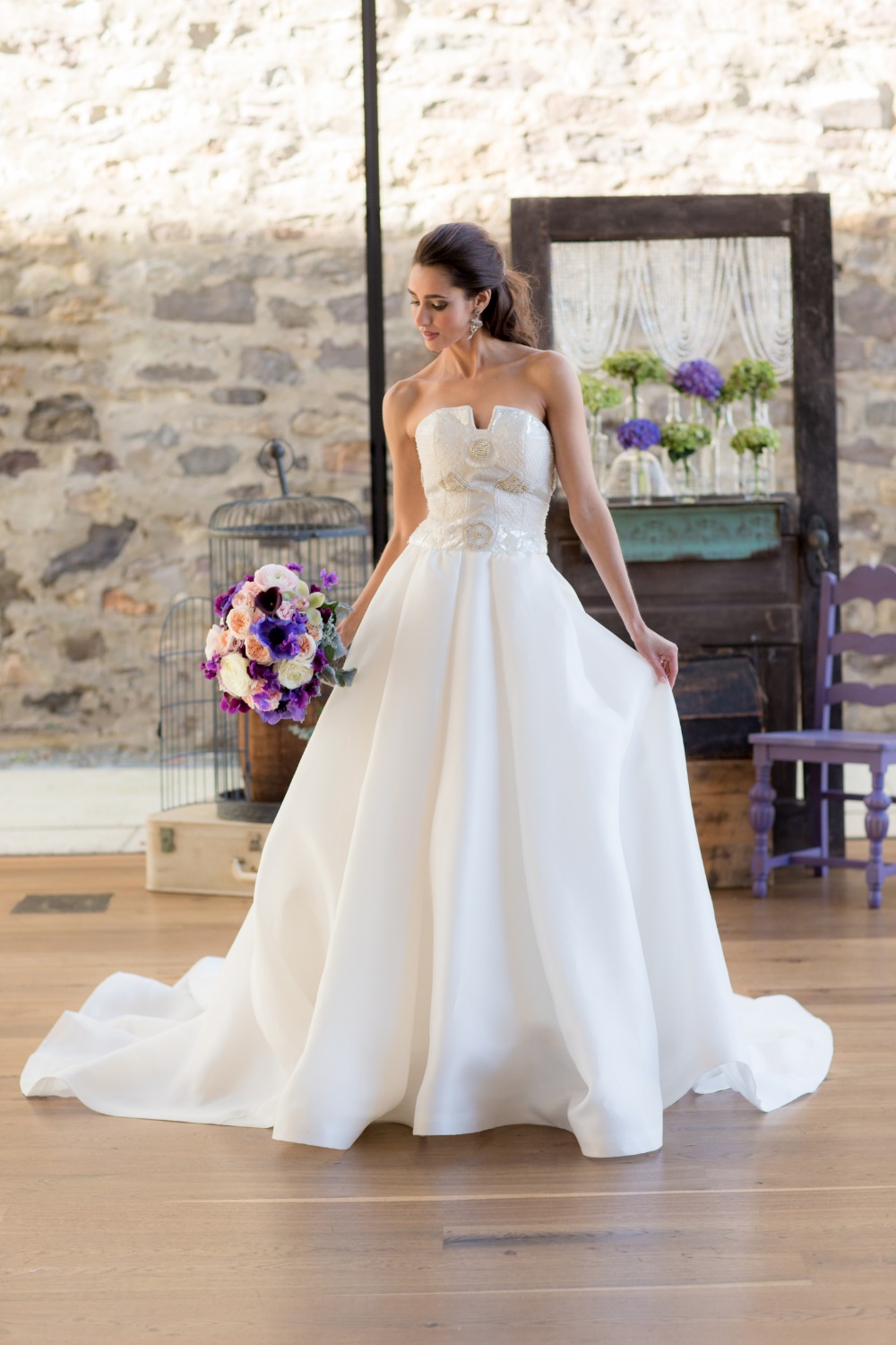 Sequin top wedding dress