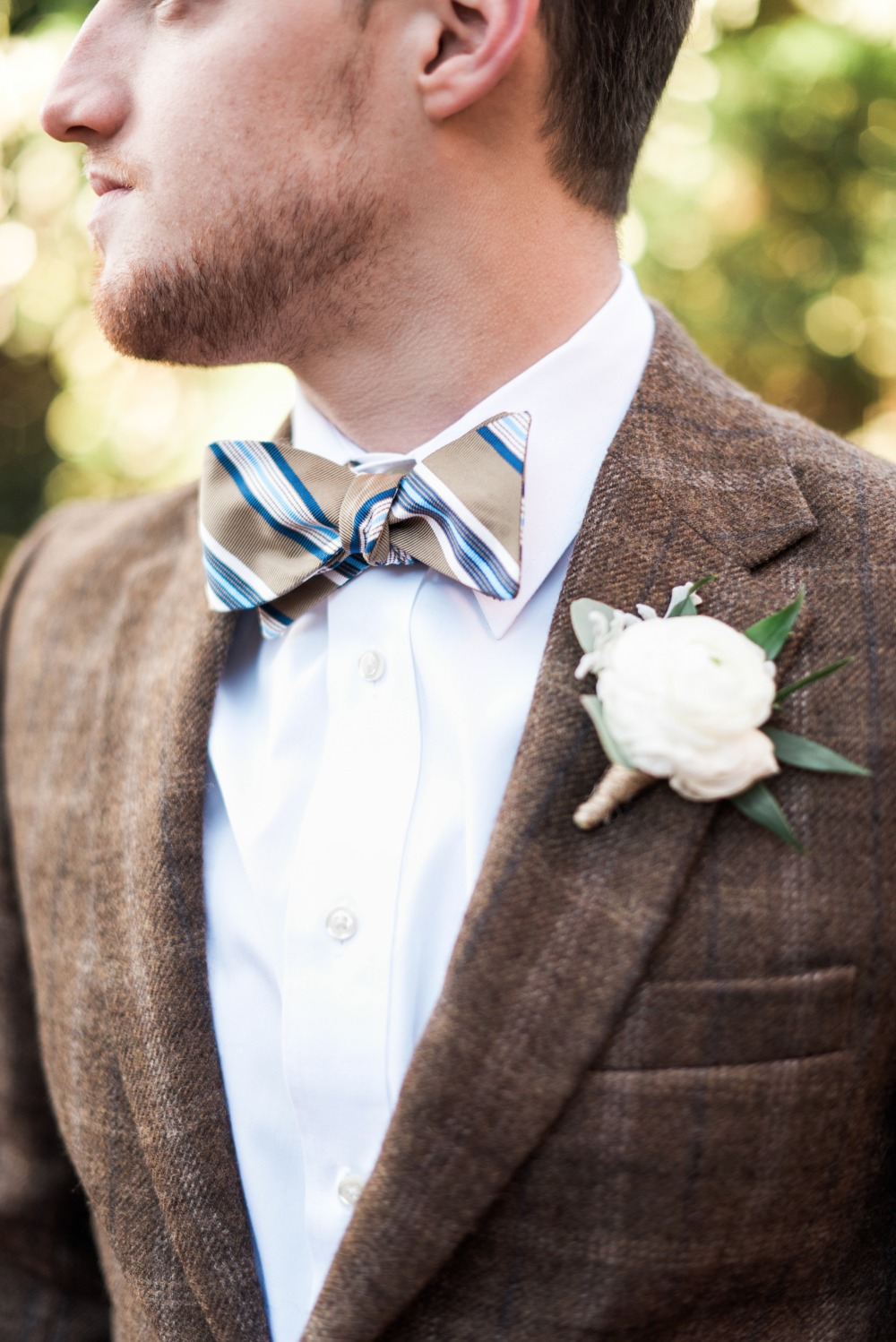 tweed and bow tie groom style