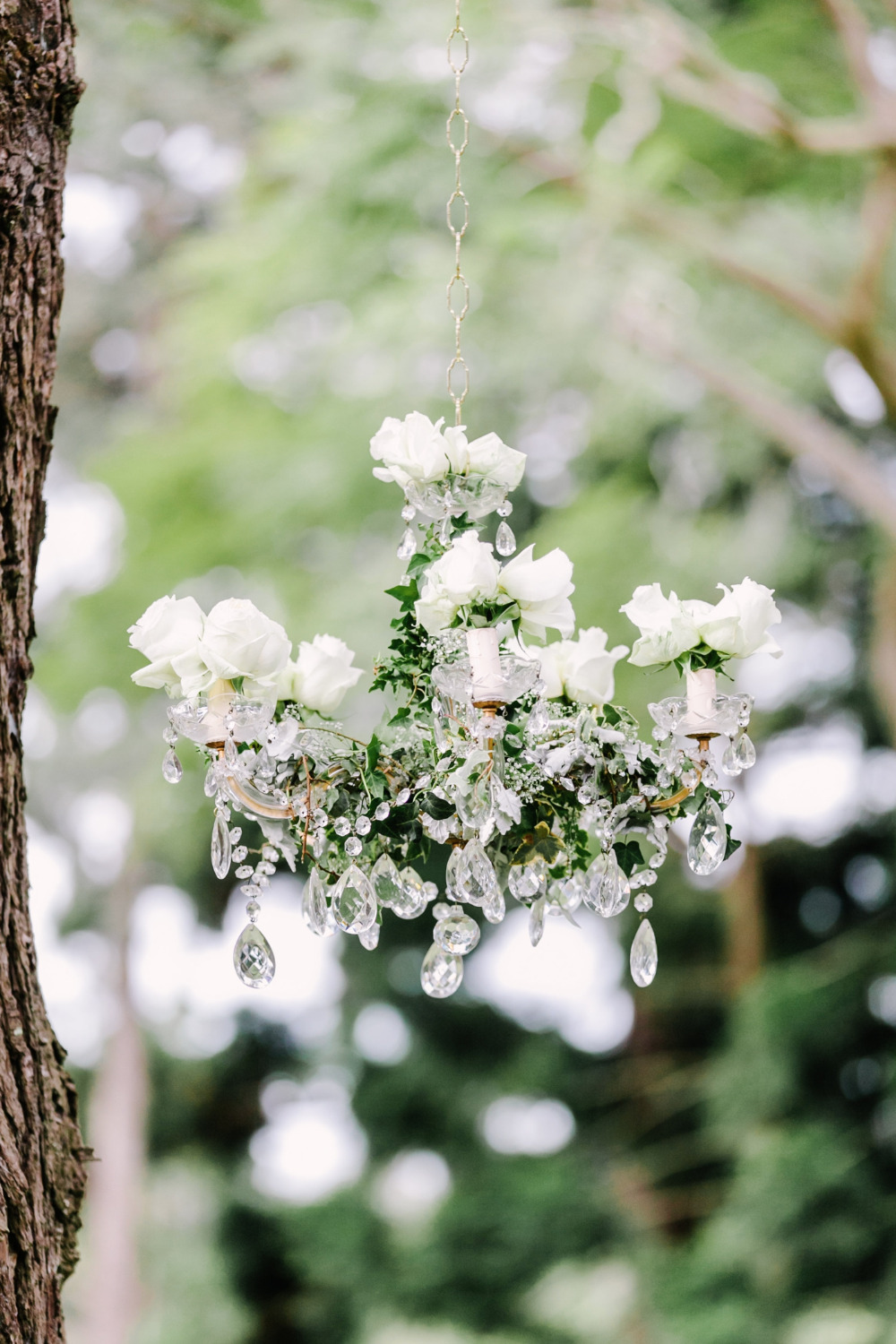 crystal and rose wedding chandelier