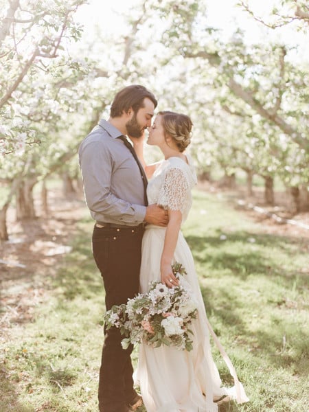 Pink And White Orchard Wedding