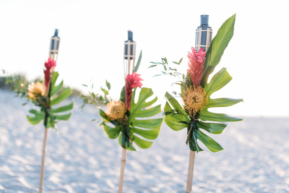 Tiki torches for beach wedding