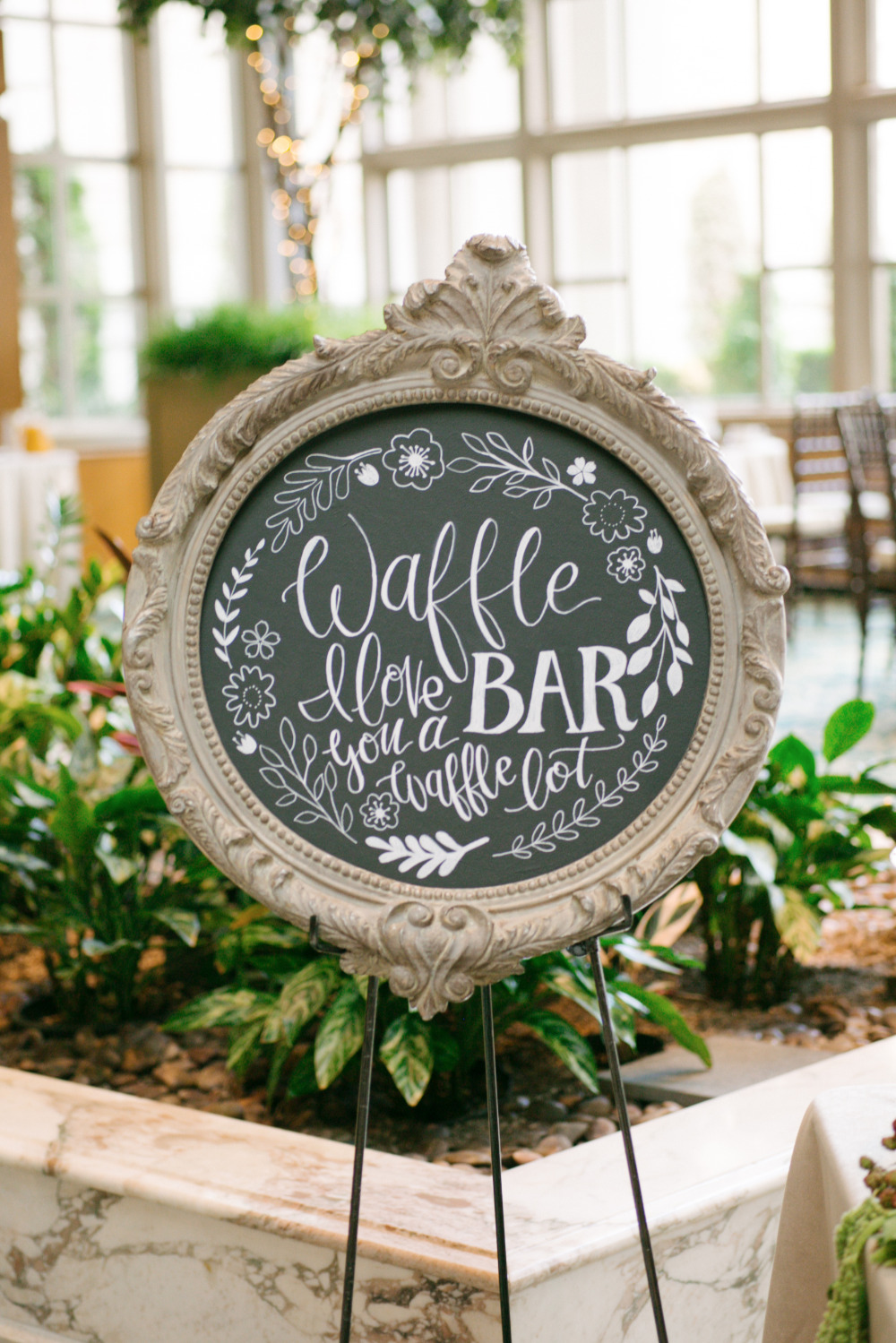 cute waffle bar wedding sign