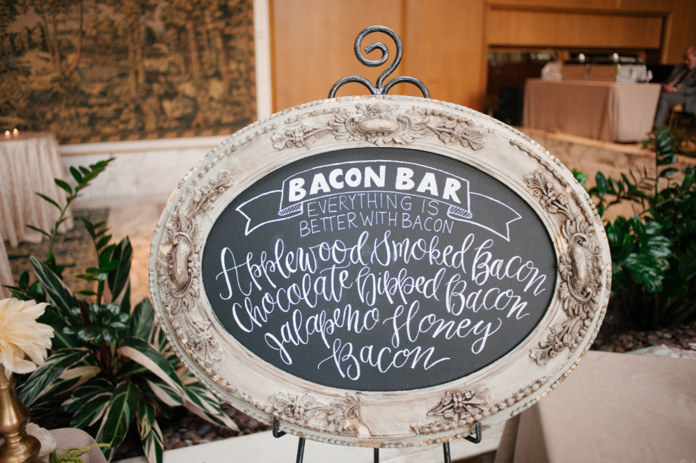 wedding chalkboard bacon bar sign