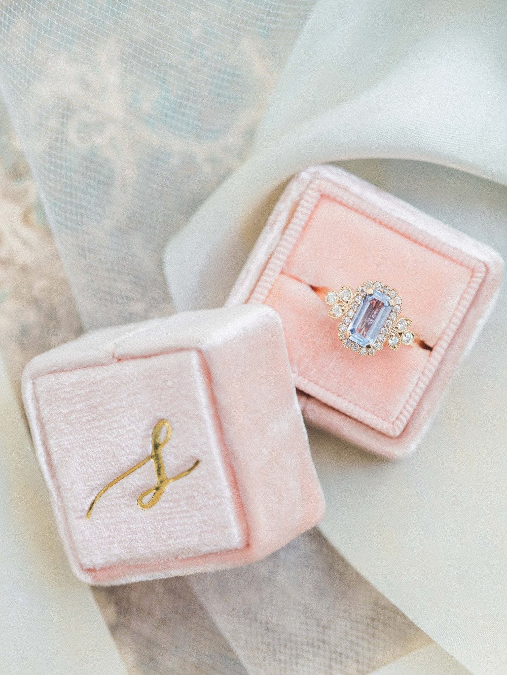 pink mrs box engagement ring