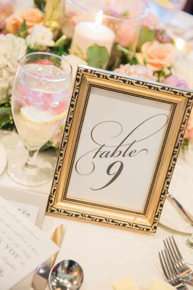 framed calligraphy table number