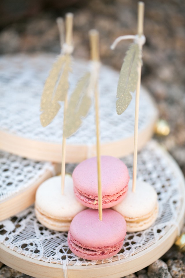 feather topped macarons
