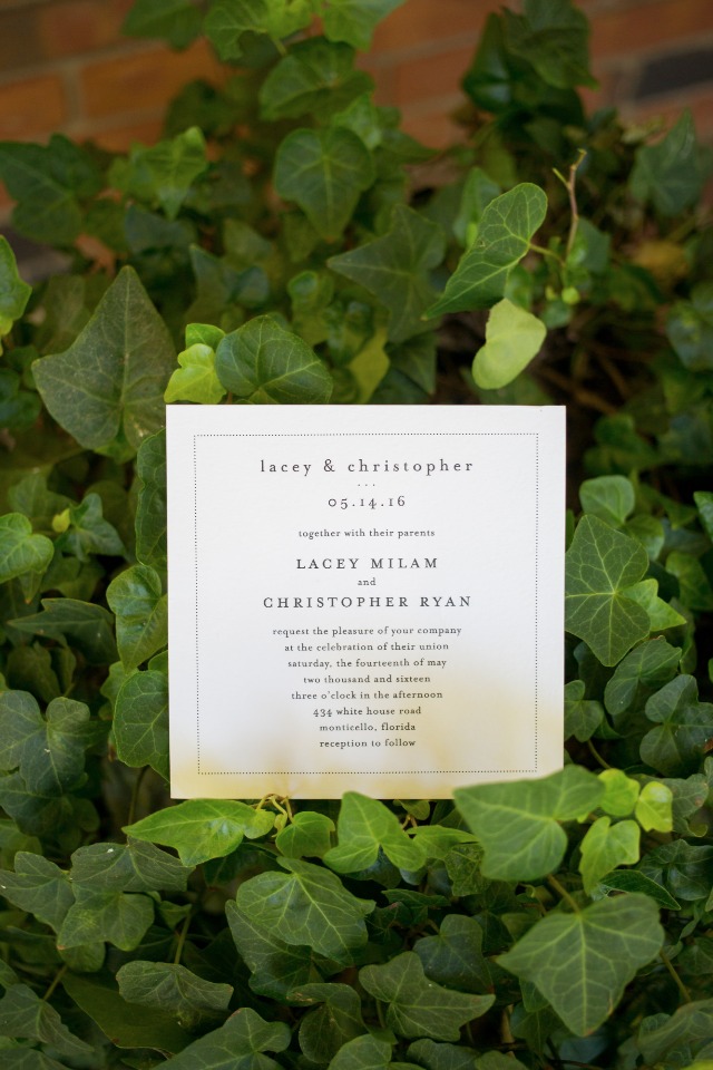 simple and chic square wedding invitation