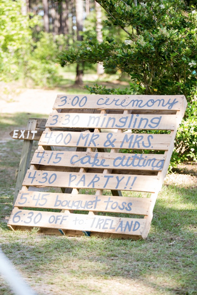 wooden pallet wedding reception sign