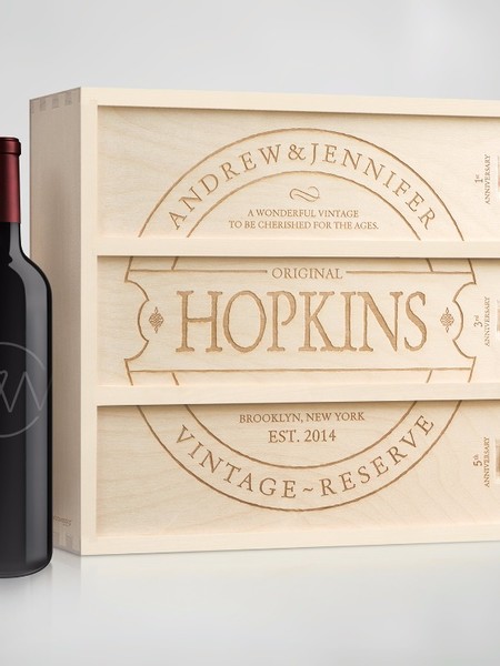 Personlized Anniversary Wine Box from Artificer Wood Works