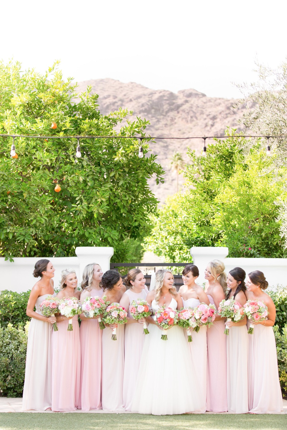 Bridesmaids in shades of blush
