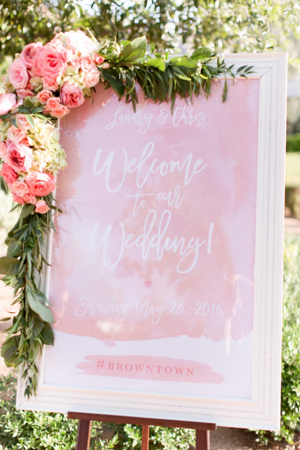 Blush watercolor wedding sign