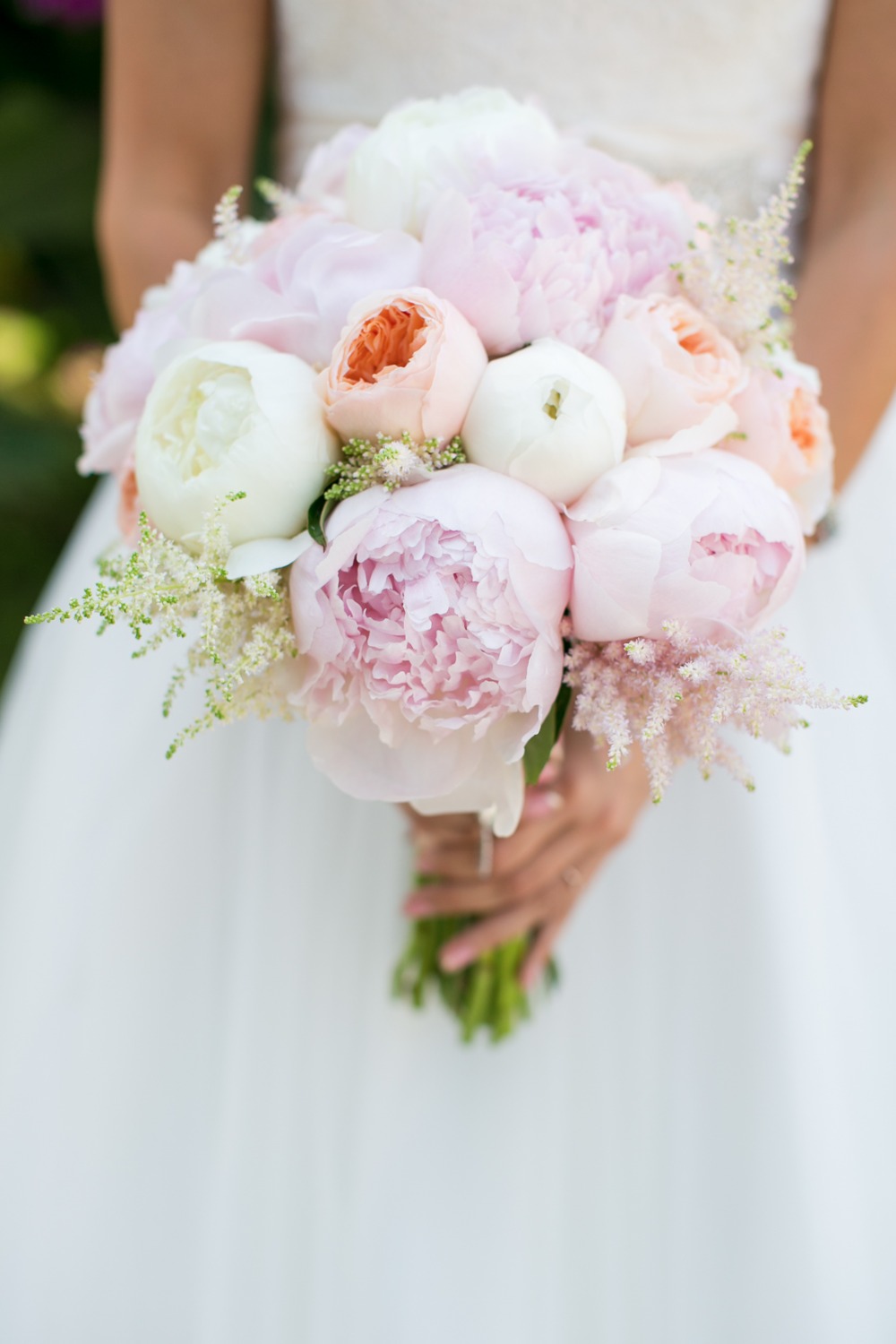 Blush, peach and white peony bouquet