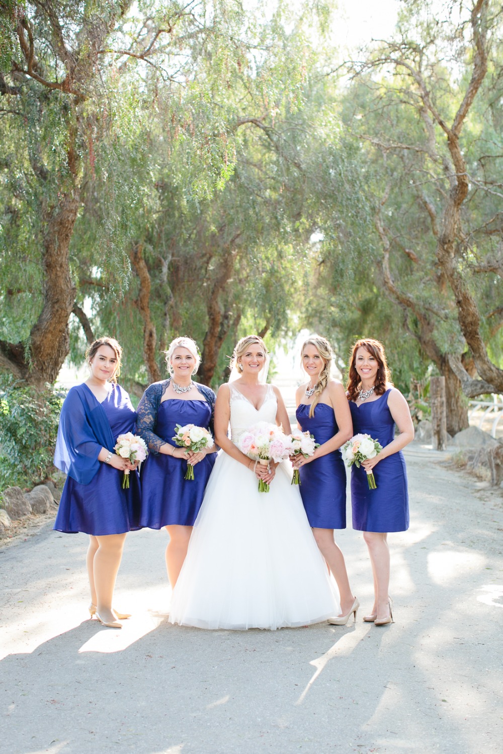 Bridesmaids in cobalt blue