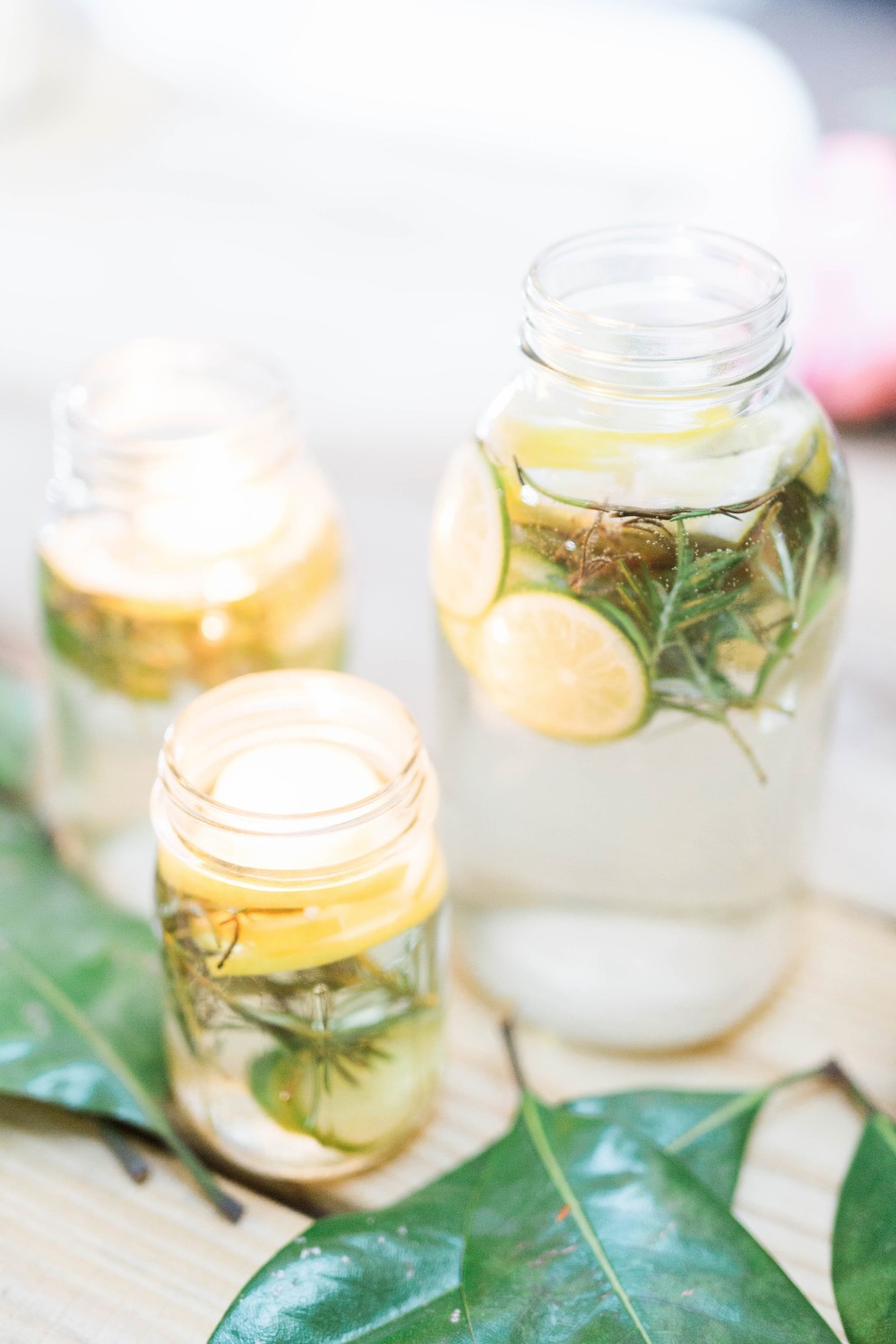 Lemons, limes and rosemary centerpiece