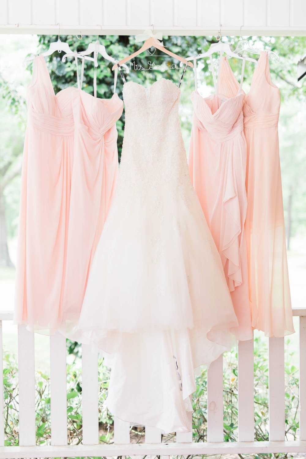 Wedding dress and bridesmaid dresses