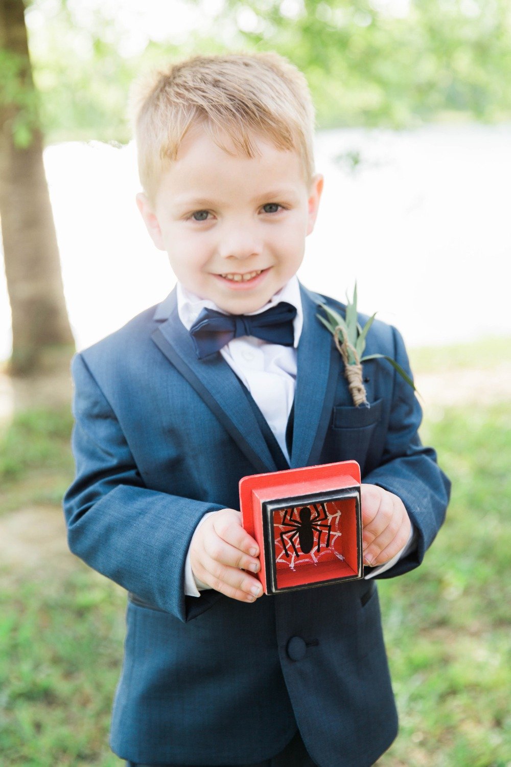 Ring bearer with spider man box