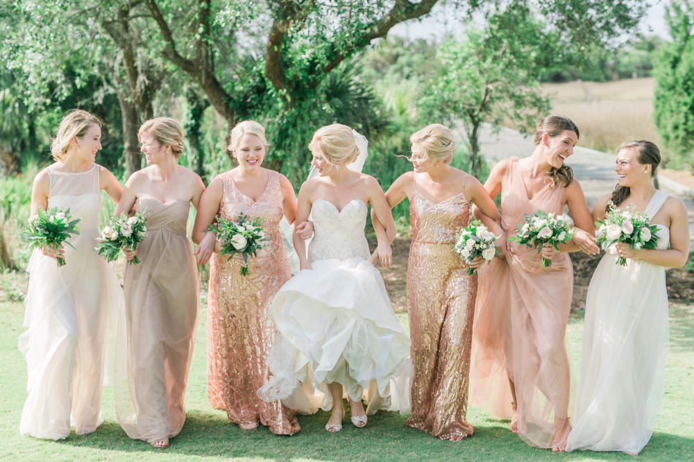 pink and white bridesmaid dresses