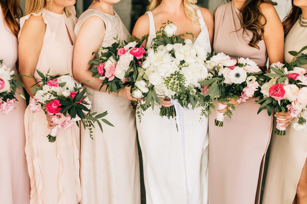 pink and white beautiful bridesmaid bouquets