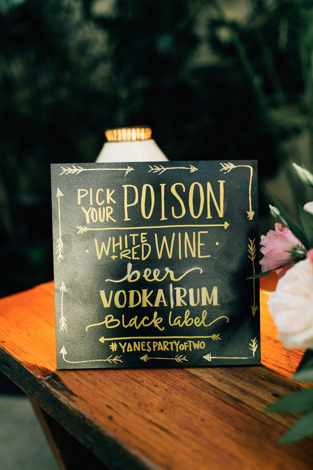 pick your poison drinks sign