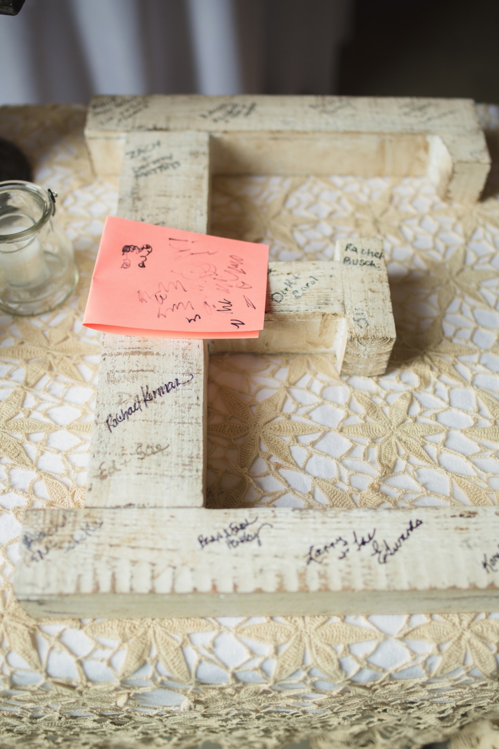 wooden initial guest book