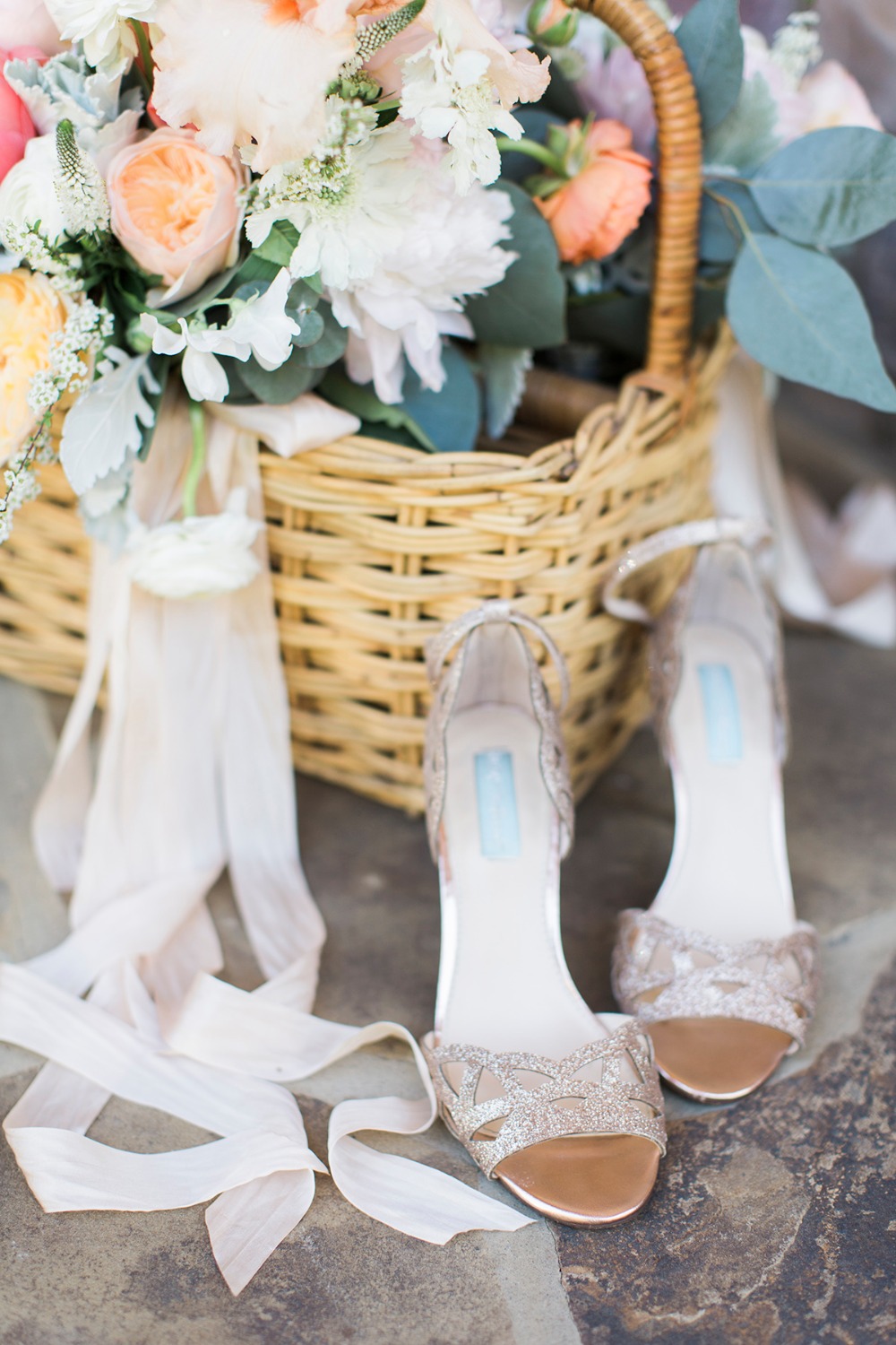 Sparkly gold wedding heels