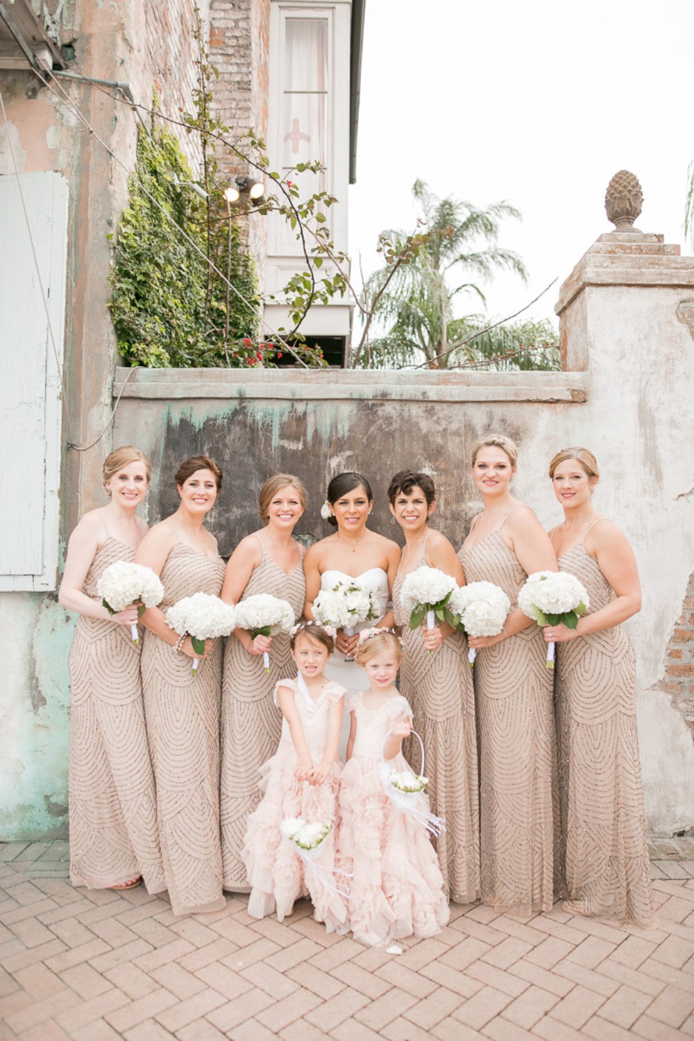 champagne and sequin bridesmaid dresses