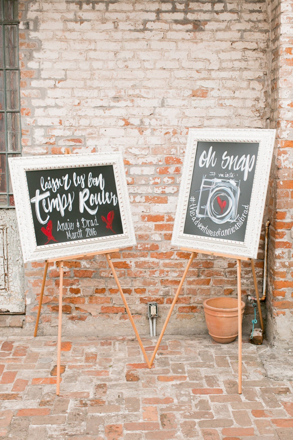 cute framed wedding sign and instagram sign
