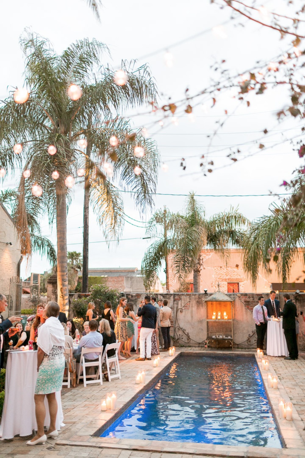 tropical urban wedding reception