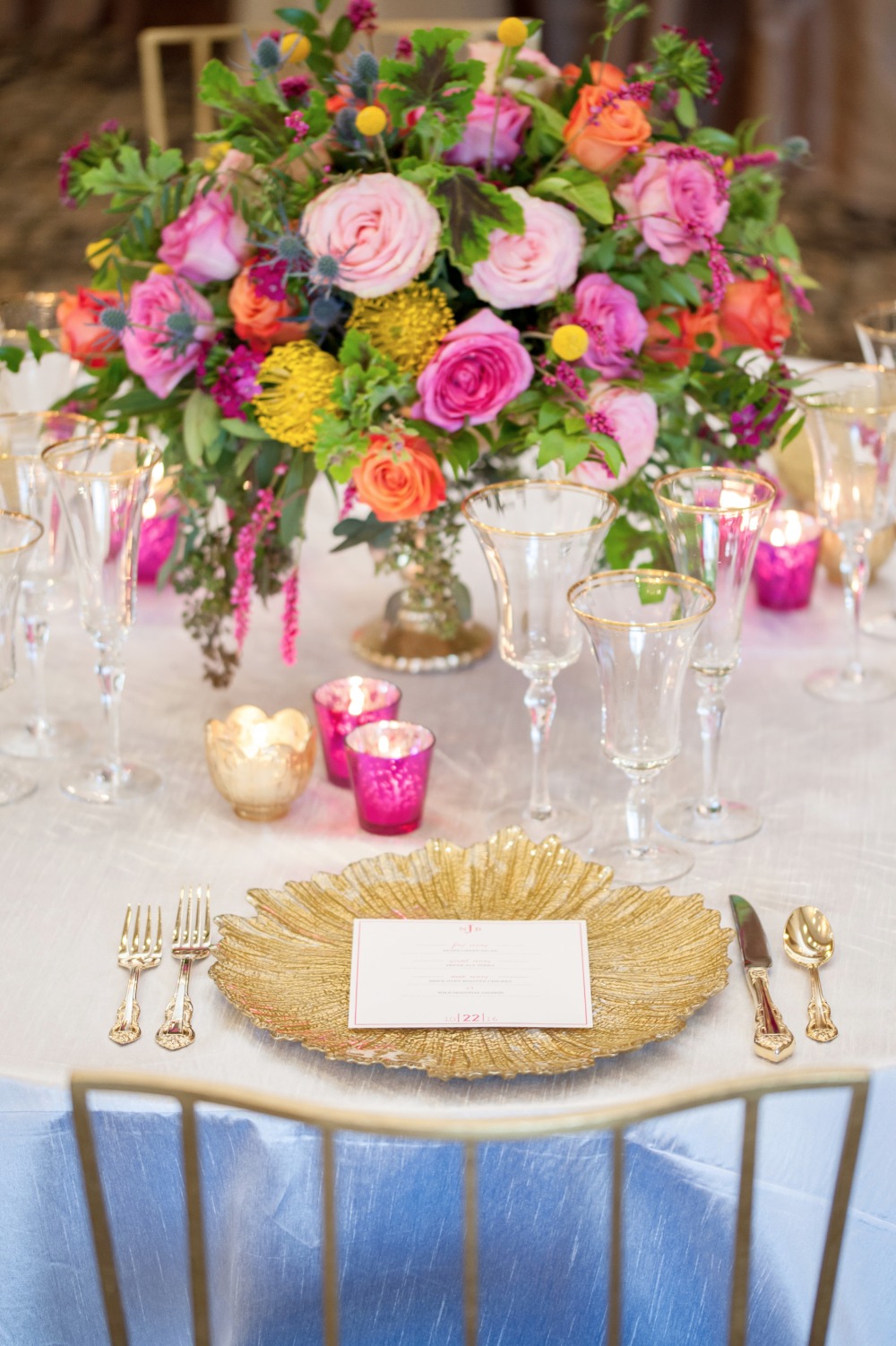 Simple and elegant table decor with gold accents