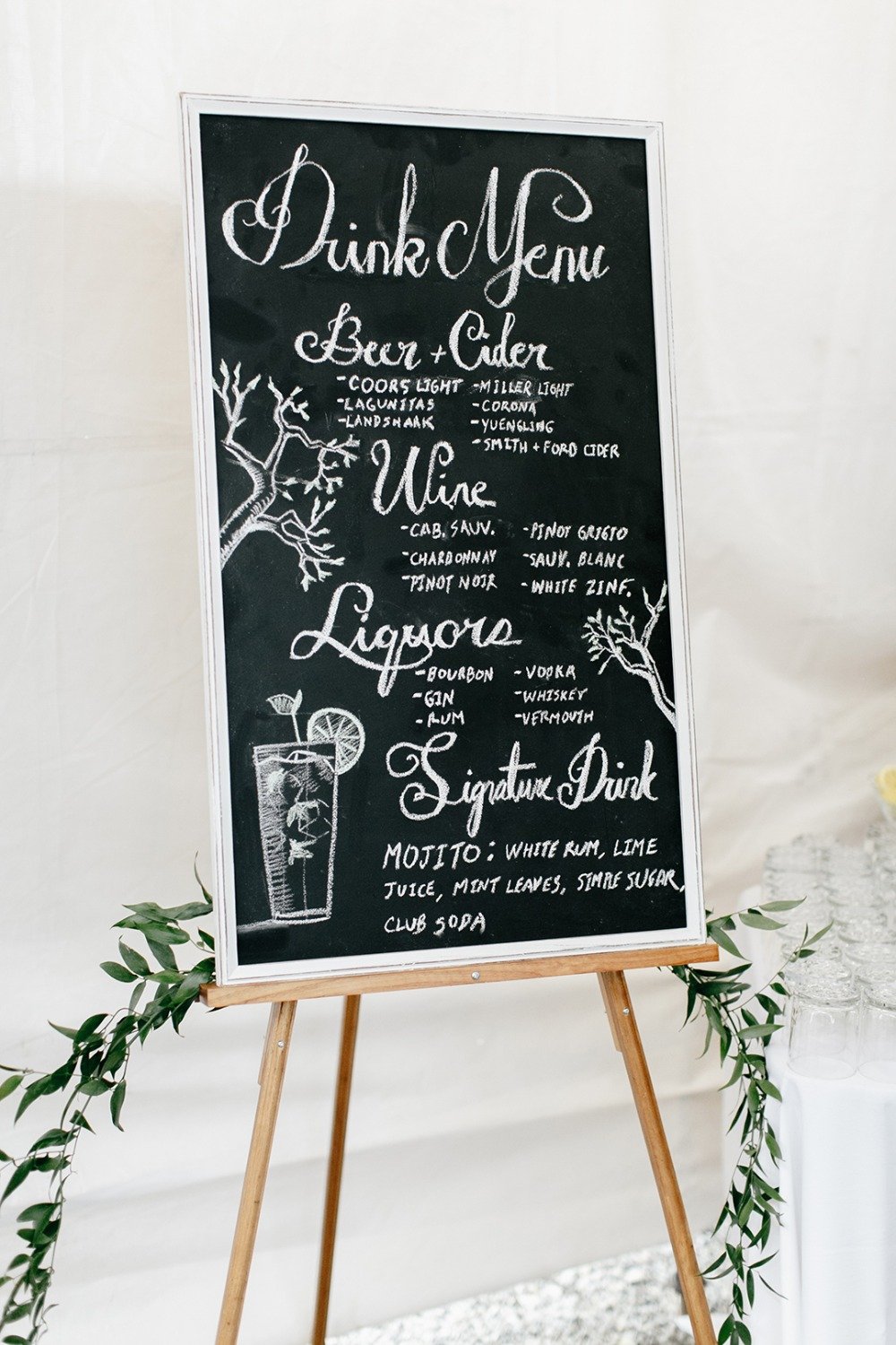 Chalkboard bar menu