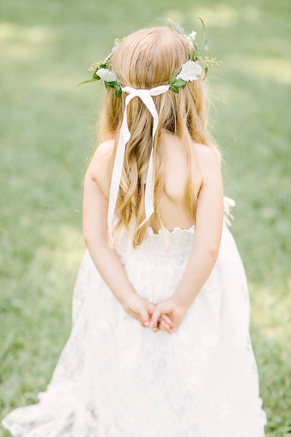 ribbon tied flower halo for your flower girl