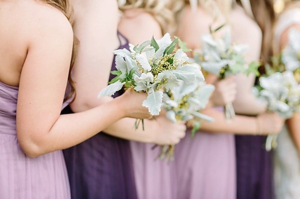 seeded eucalyptus and dusty miller bouquets