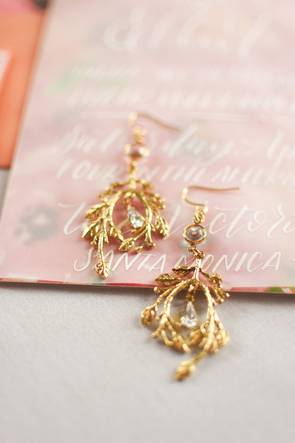 gold chandelier wedding earrings