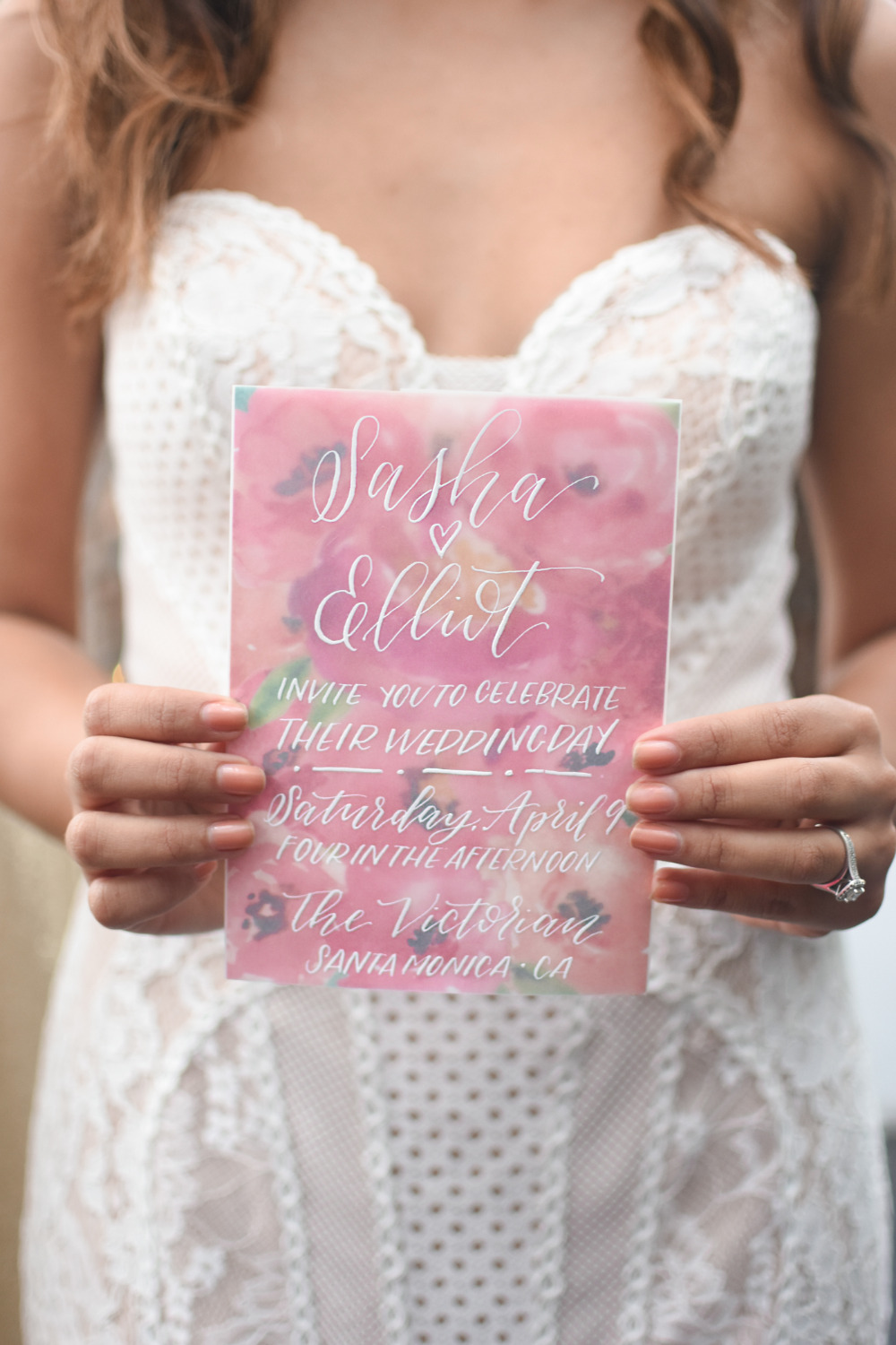 soft pink floral wedding invitation