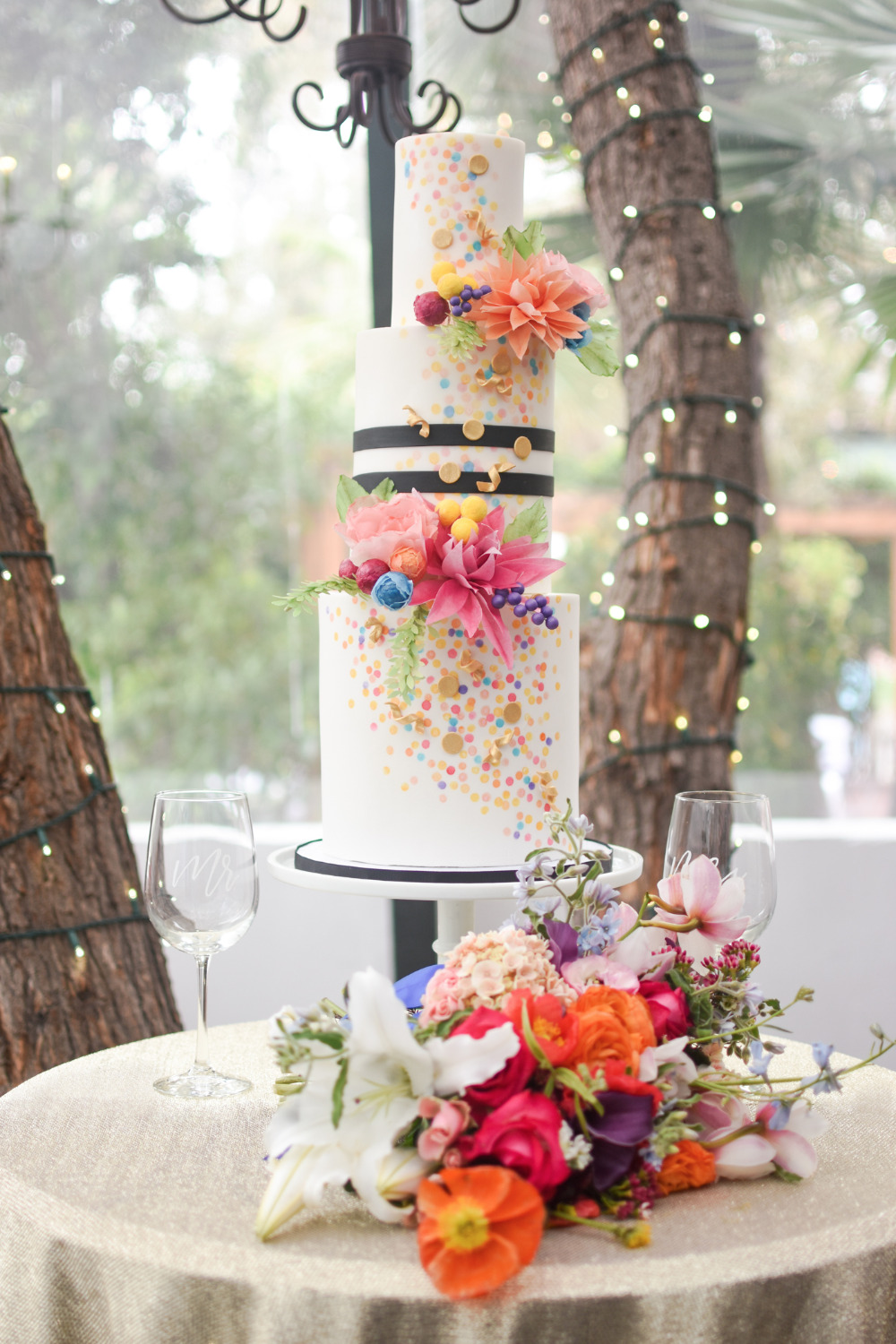 colorful confetti wedding cake