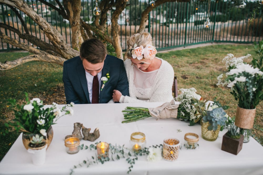intimate and simple sweetheart table