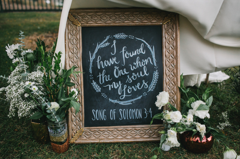 sweet wedding chalkboard sign saying