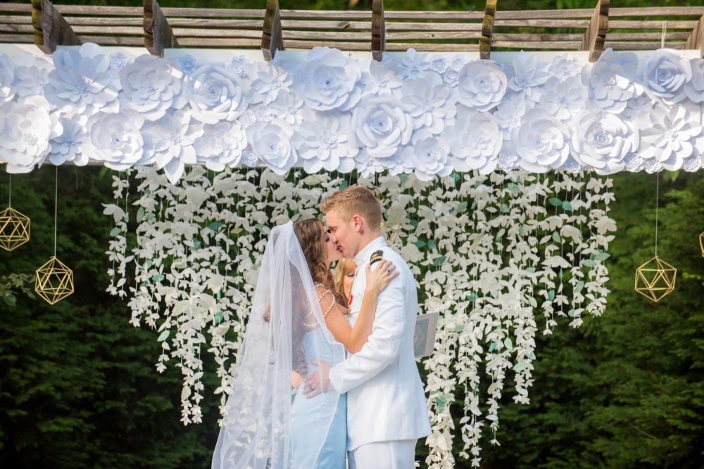Paper flower ceremony backdrop