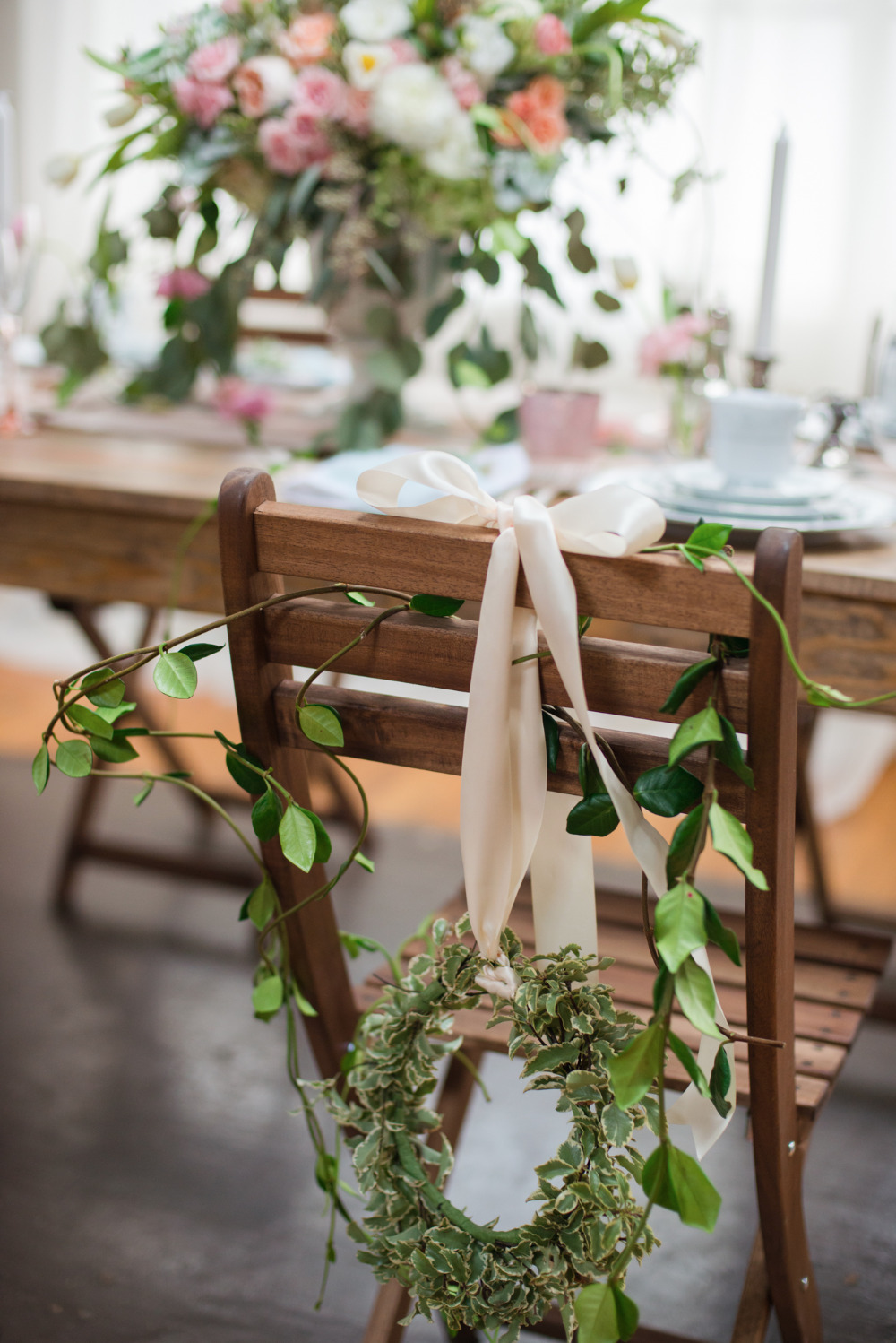 hanging floral wreath wedding decor