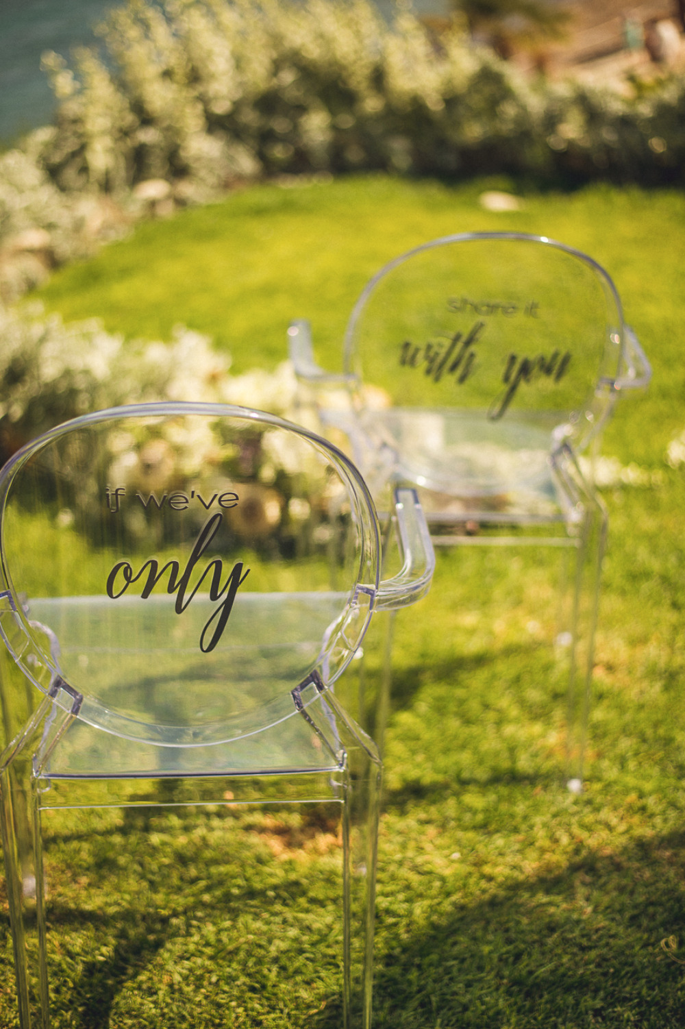 clear wedding chairs with vinyl decals
